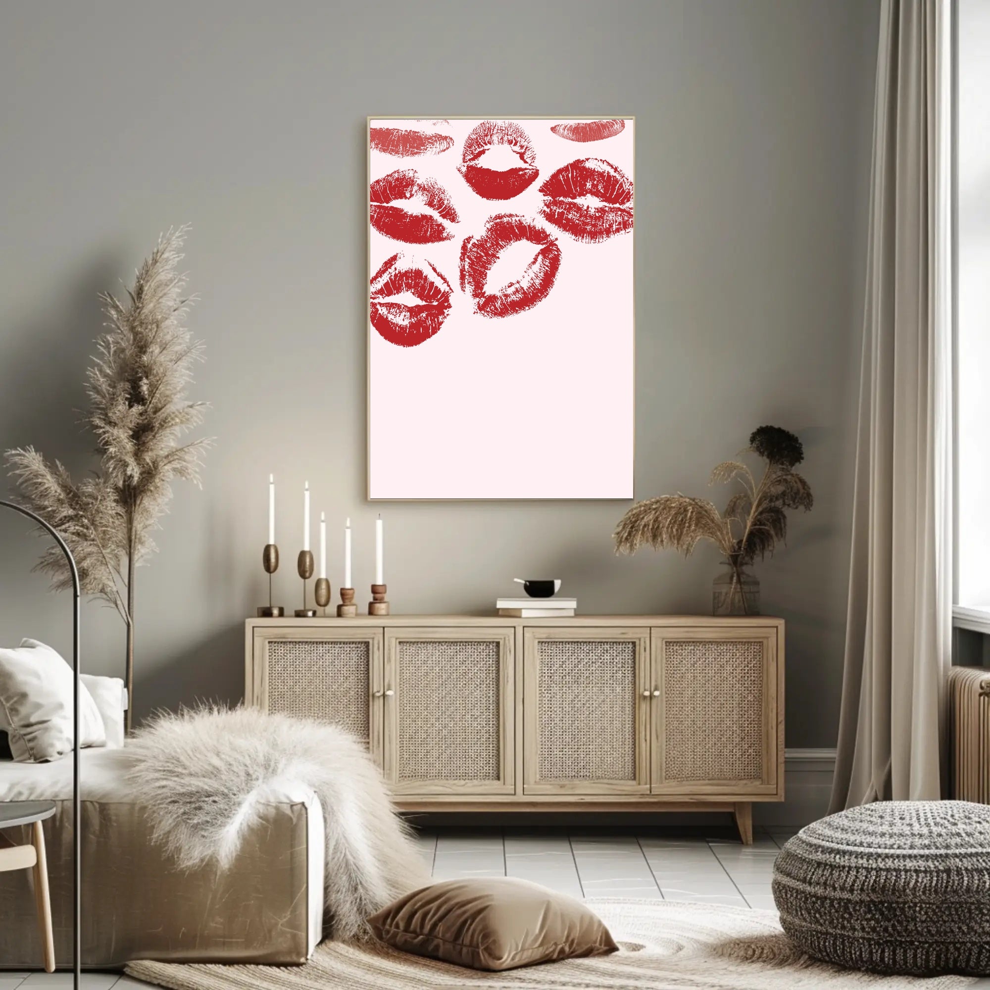 Romantic Red Kiss Marks Abstract or Artistic Poster PosterGoat