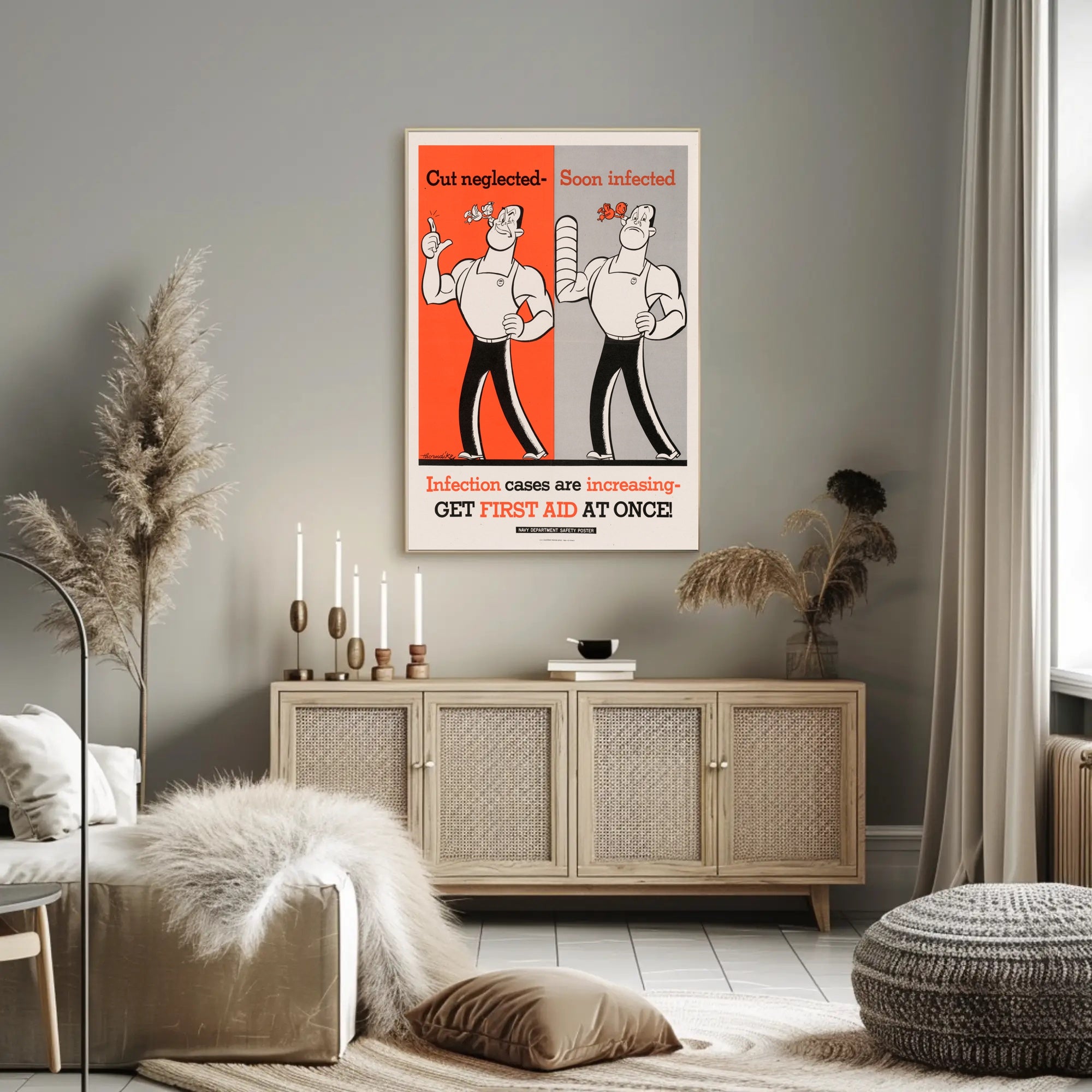 Vintage Navy Department First Aid WWII Poster PosterGoat