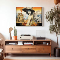 Surreal Silver-Haired Woman in Artistic Poster