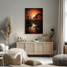 Serene Sunset Over Reflective Lake National Park Poster
