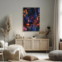 Vibrant Enchanted Floral Scene Artistic Poster