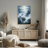 Misty Mountain Tranquility: East Asian Artistic Poster