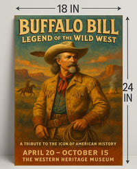 Buffalo Bill Tribute Western Poster Vintage Wall Art