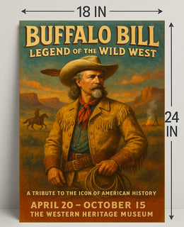 Buffalo Bill Tribute Western Poster Vintage Wall Art