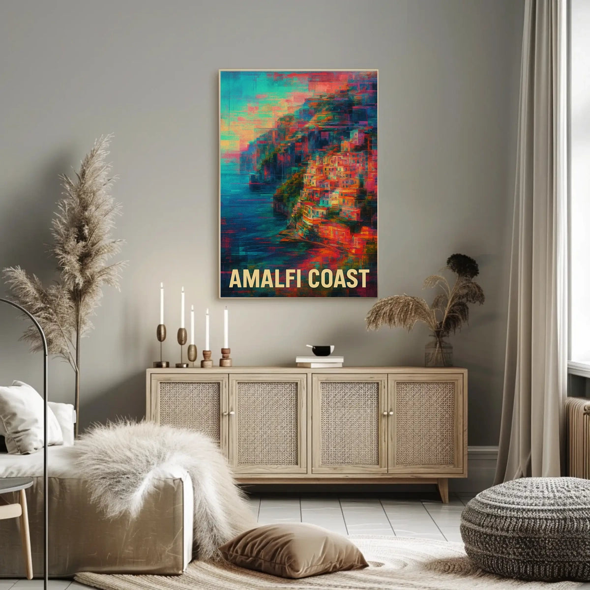 Amalfi Coast Vibrant Escape Poster Coastal Wall Art