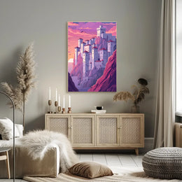 Mystical Castle on Cliffside Fantasy Poster
