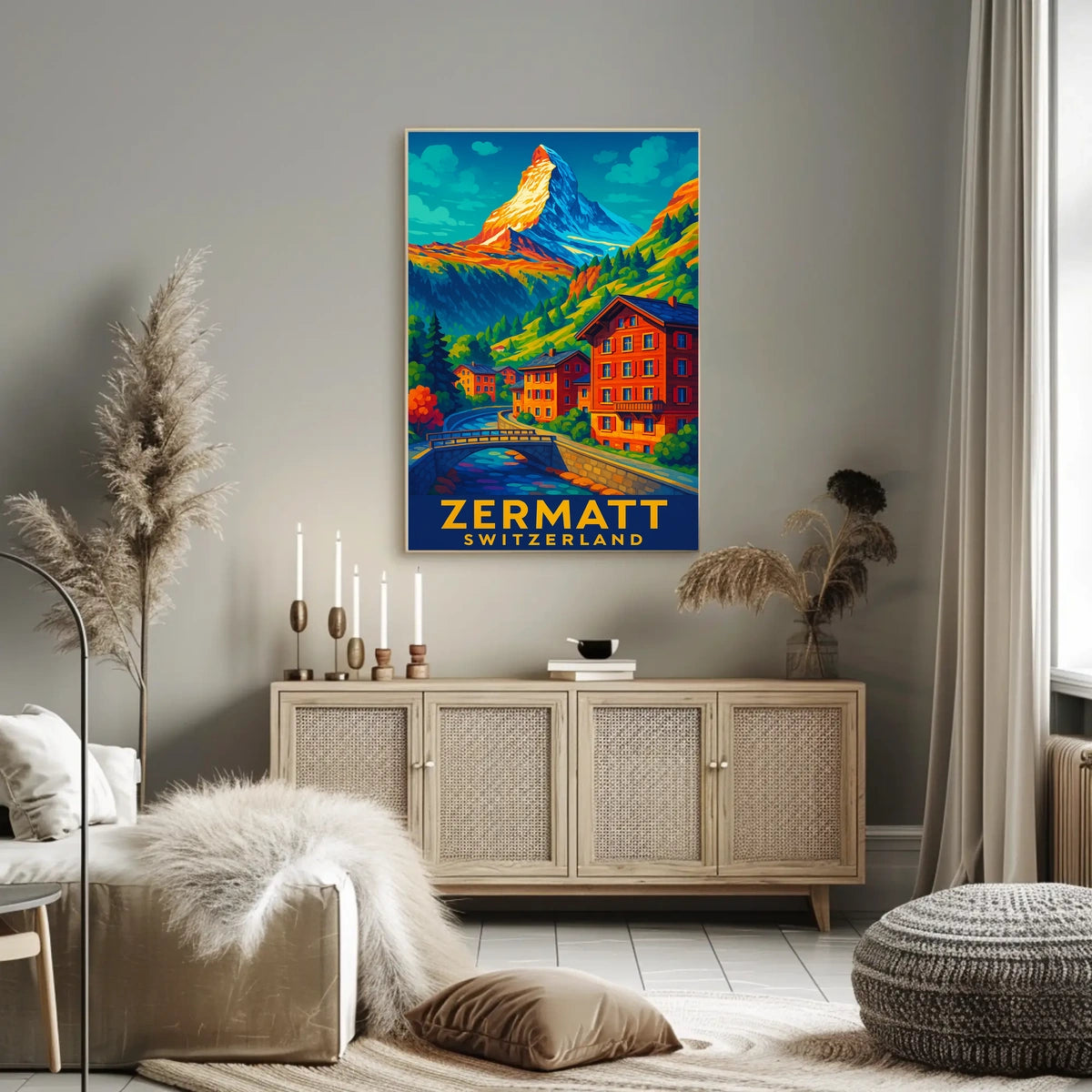 Zermatt Switzerland Scenic Alpine Majesty Wanderlust Lovers Travel Wall Art Poster