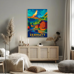 Zermatt Switzerland Scenic Alpine Majesty Wanderlust Lovers Travel Wall Art Poster