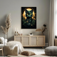 Majestic Black Cat Mystical Art Poster Decor