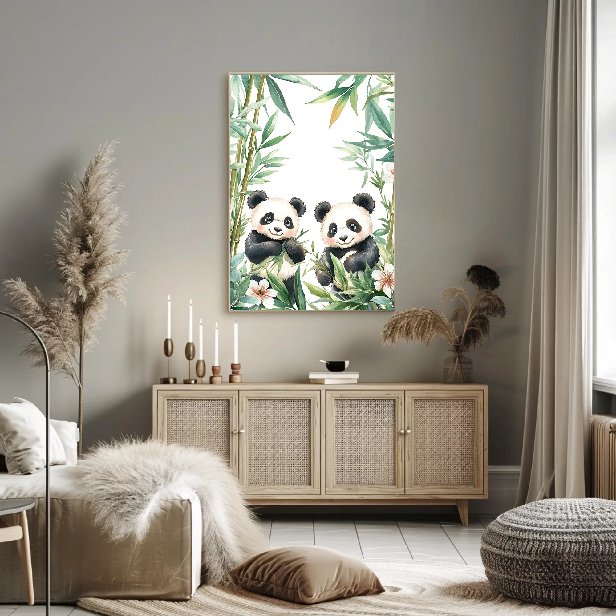 Enchanting Pandas in Bamboo Animal Poster