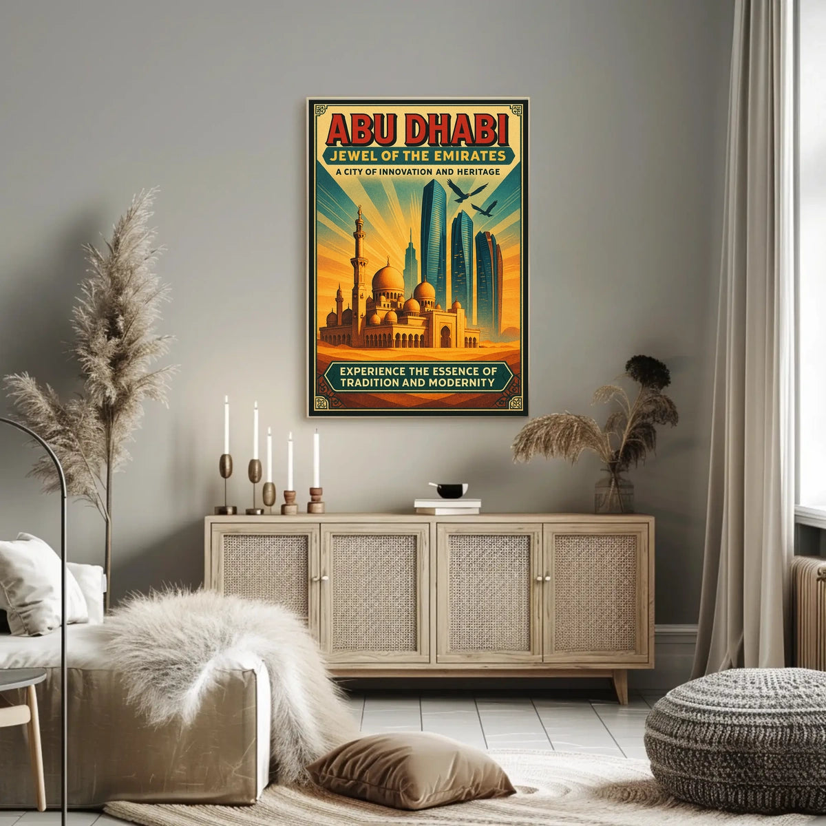 Abu Dhabi's Skyline Jewel of the Emirates Travel Poster