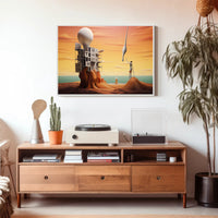 Surreal Landscape with Futuristic Sci-Fi Architecture Poster