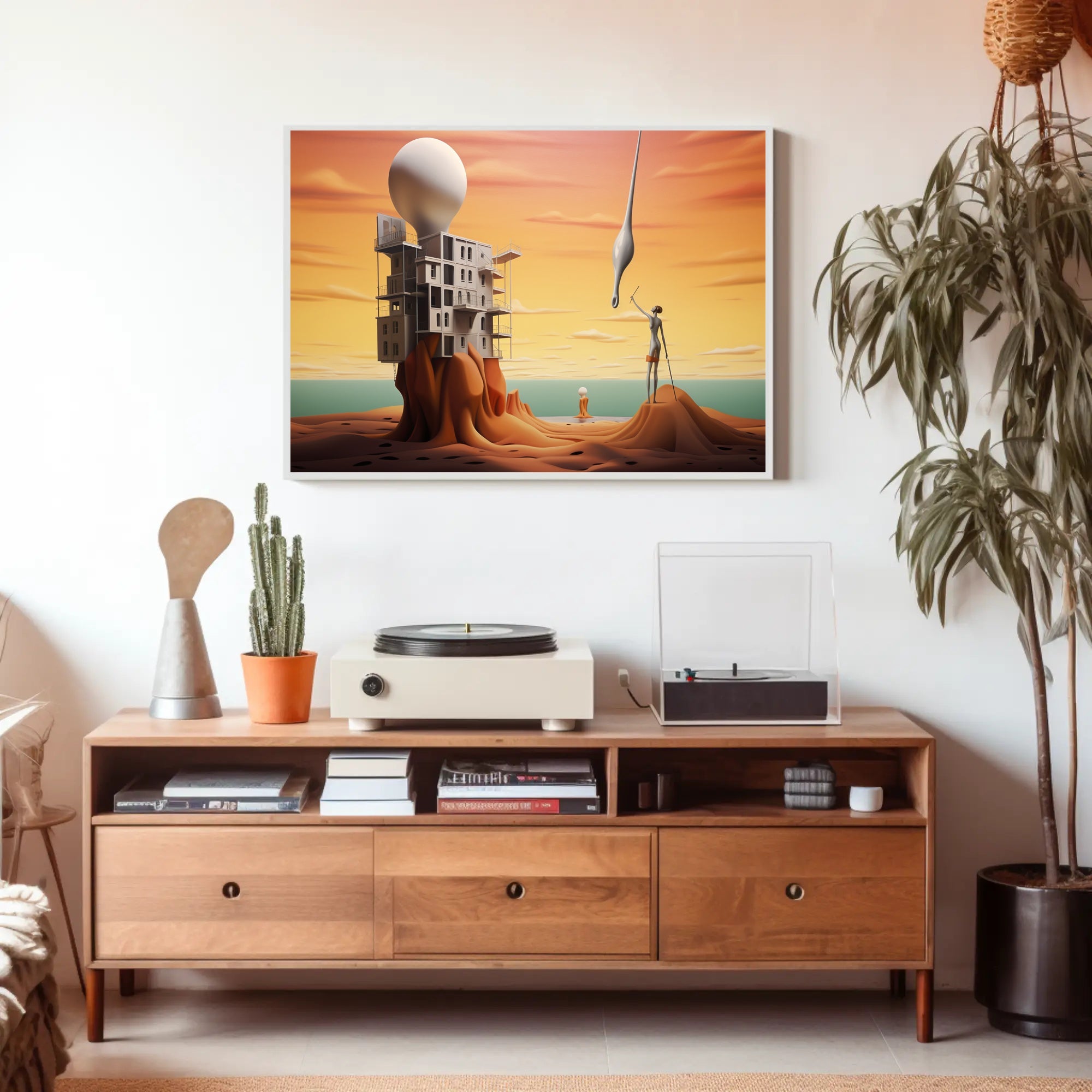Surreal Landscape with Futuristic Sci-Fi Architecture Poster