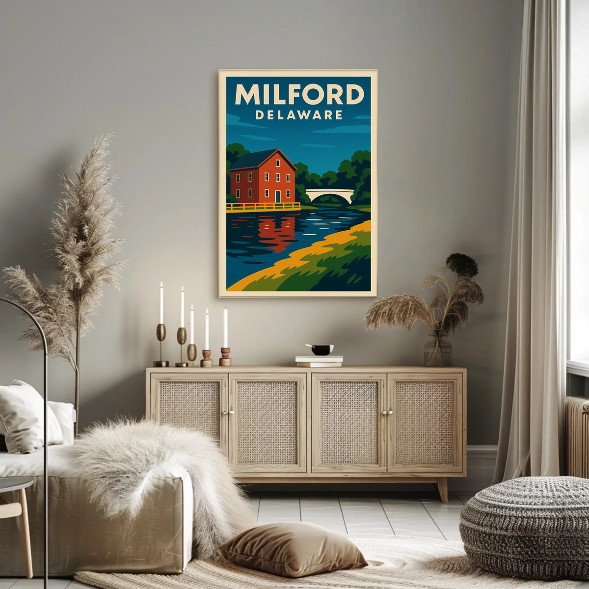 Milford Delaware Scenic Watercolor Wanderlust Poster