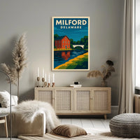 Milford Delaware Scenic Watercolor Wanderlust Poster