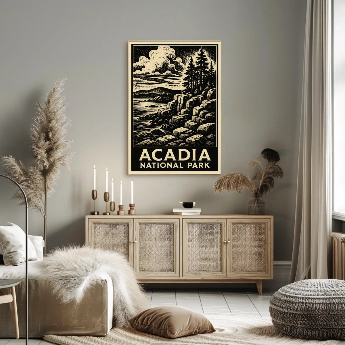 Acadia National Park Scenic Coastal Sunrise Maine Landscape Travel Inspiration Poster