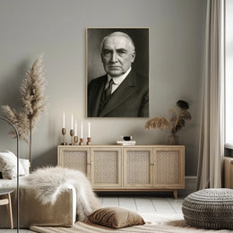 Formal Black and White Portrait: Historical or Presidential Poster
