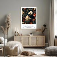 Elegant Panda Among Flowers Victorian Heritage Poster