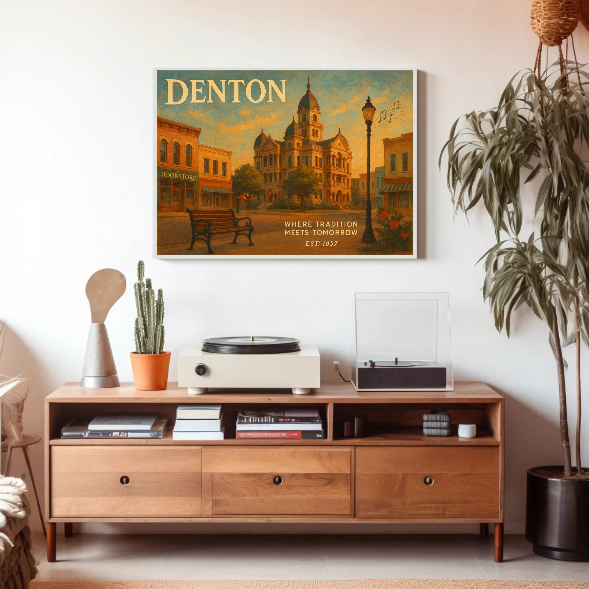 Denton Travel Poster: Heritage Meets Future Art