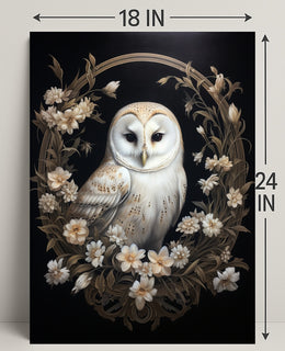Enchanted Owl In Floral Wreath Poster PosterGoat