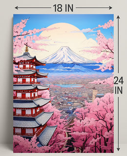 Cherry Blossoms And Pagoda Poster