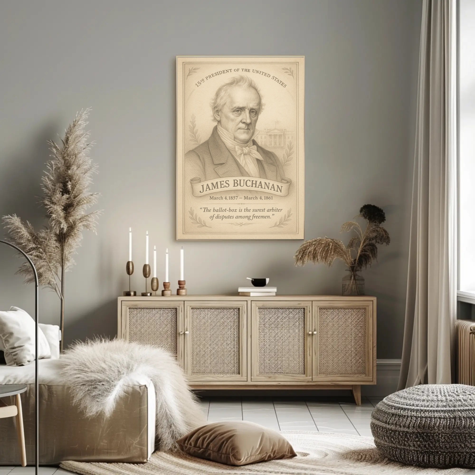 James Buchanan 15th President Sketch Poster Art Print PosterGoat