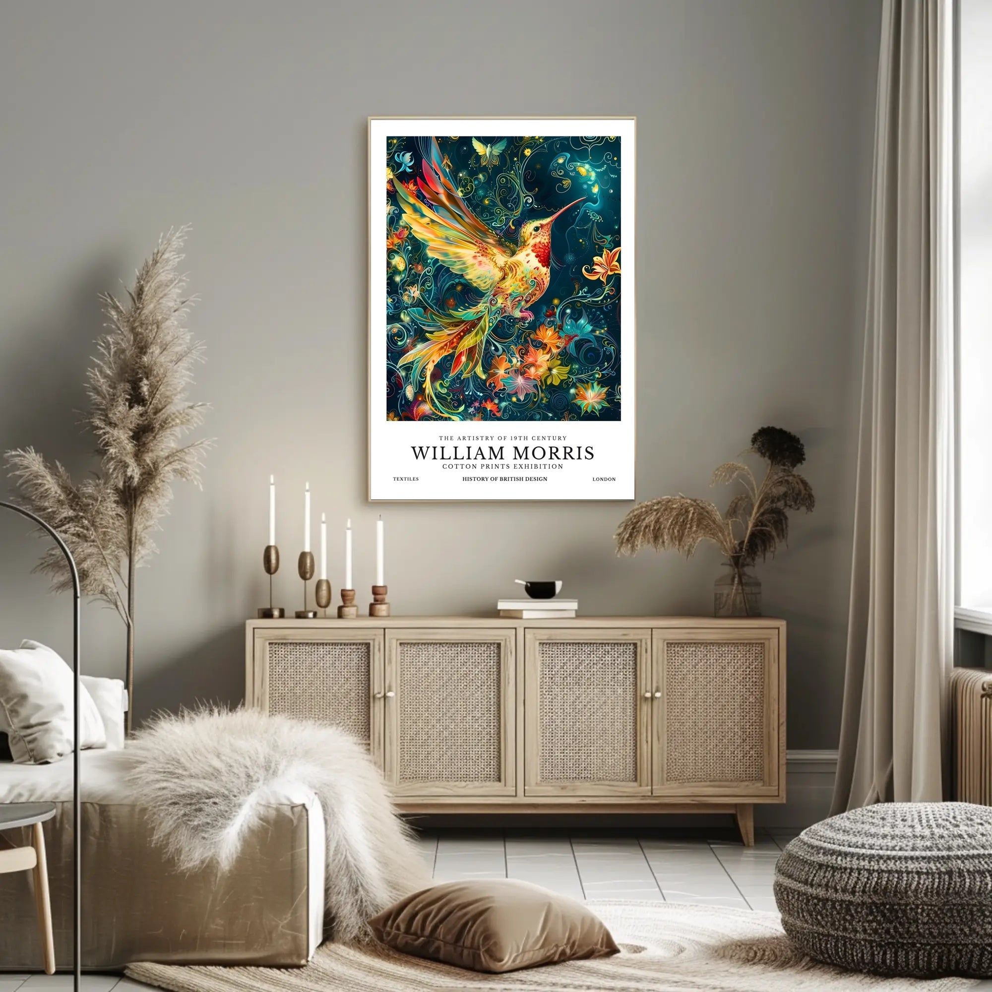 Artistic Heritage: Vibrant Bird in British Design Poster