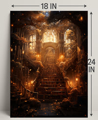 Enchanted Library Staircase Poster