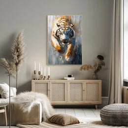 White Tiger in Motion, Bold Animal Poster