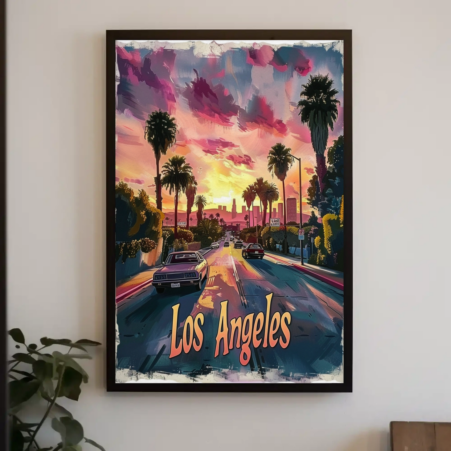 Los Angeles Palm Trees Pink Skies Sunset Travel Poster Travel Poster