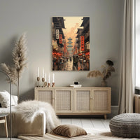 Vibrant Historical Asian Street Scene Cultural Heritage Poster
