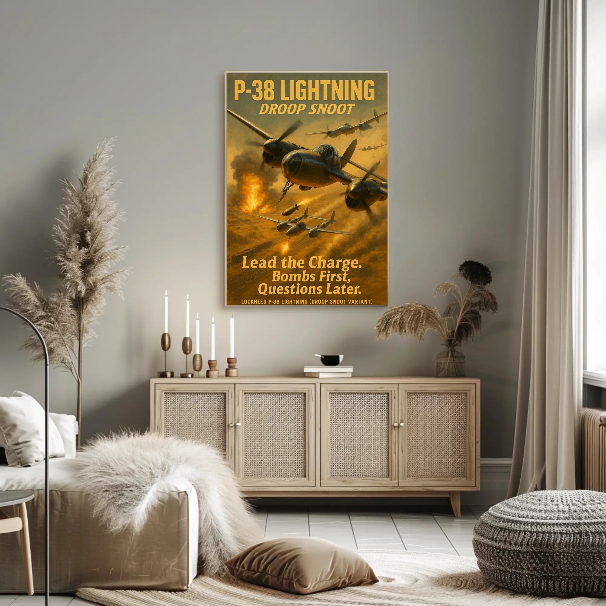 Lockheed P-38 Lightning Droop Snoot WWII Poster