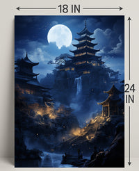 Moonlit Pagoda Serenity Poster