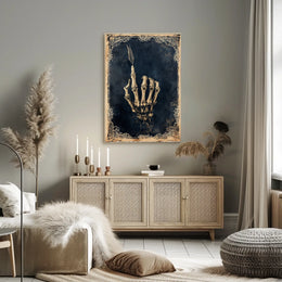 Skeletal Hand with Feather Artistic Abstract Poster