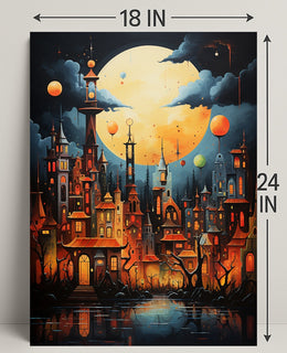 Enchanted Moonlit Cityscape Poster