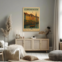 Copenhagen Waterfront Vintage Travel Poster
