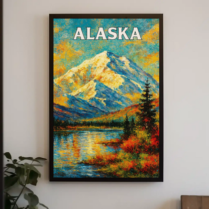 Alaska Denali Mountain Scenic Wilderness Landscape Travel Poster