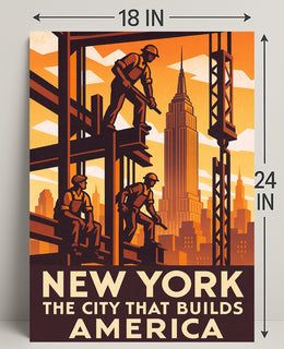 New York The City That Builds America Poster PosterGoat