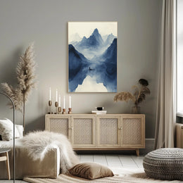 Tranquil Journey Through Misty Mountains Art Print Poster PosterGoat