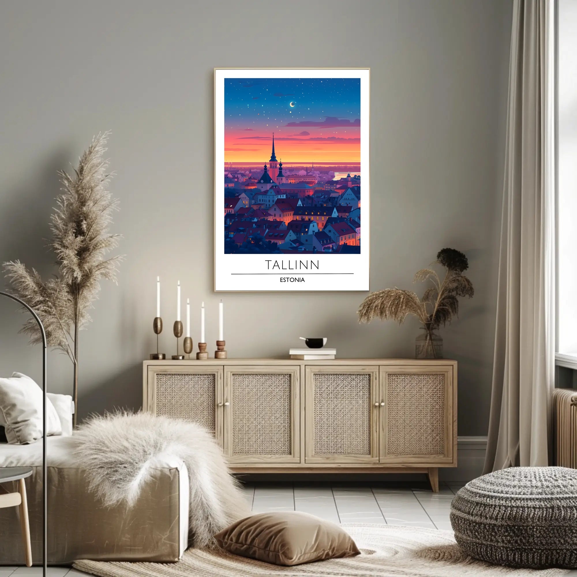 Tallinn Dusk Skyline Travel Poster