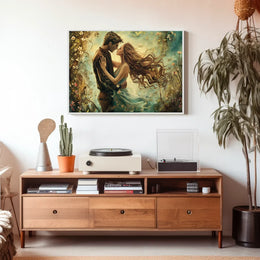 Romantic Embrace: Impressionistic Floral Fantasy Poster