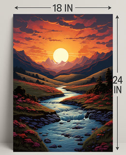 Sunset Over Serene Valley Poster