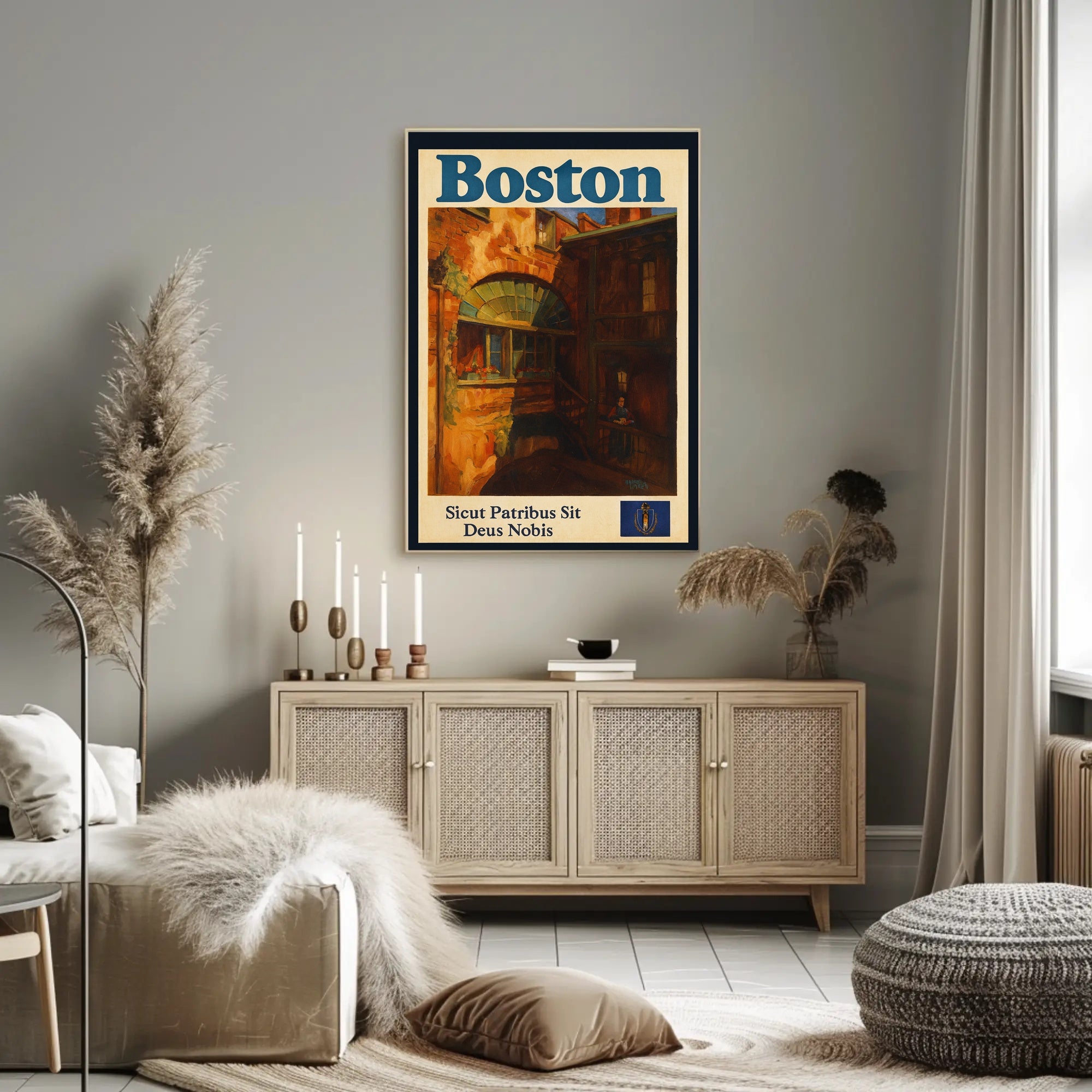 Boston Heritage Poster Vintage Travel Wall Art