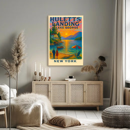 Huletts Landing Sunset Vintage Travel Poster