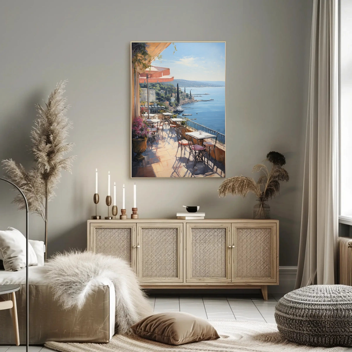 Mediterranean Seaside Terrace Travel Poster