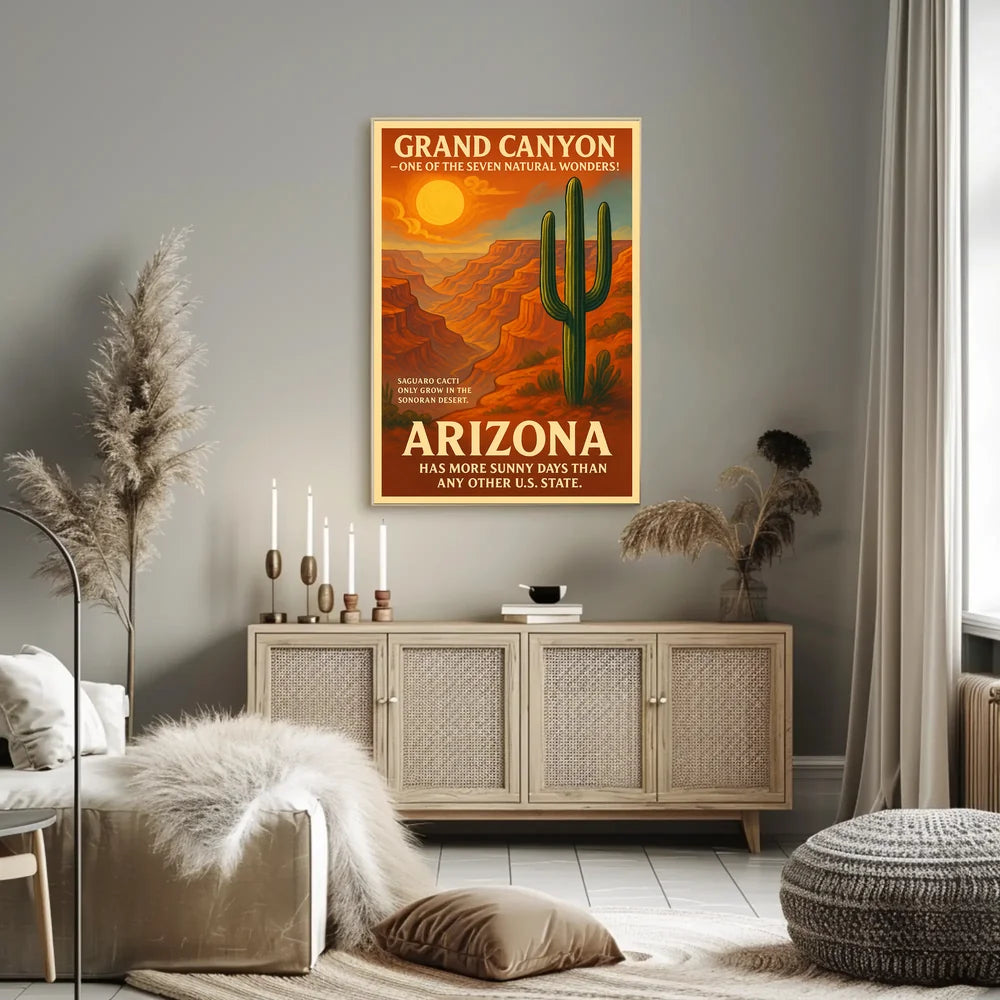 Grand Canyon Arizona Travel Vintage Illustration Poster