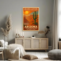 Grand Canyon Arizona Travel Vintage Illustration Poster