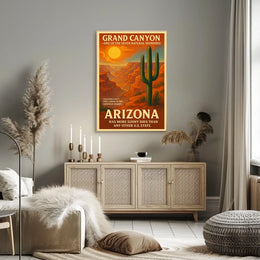 Grand Canyon Arizona Travel Vintage Illustration Poster