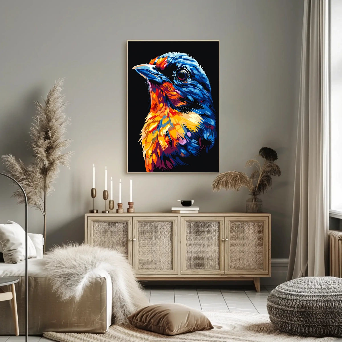 Vibrant Modern Bird Art Poster for Nature Lovers