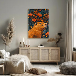 Nature-Inspired Groundhog and Floral Illustration Animal Poster